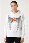 Metallica İki İplik Kapüşonlu Ön Ve Arka Baskılı Hoodie - Beyaz