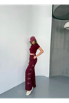 Osy Modal Yumuşak Dokulu Kumaş Nakış Işlemeli Rahat Bol Paça Eşofman Pantalon - Bordo