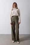 Beli Yarım Lastikli Palazzo Pantolon - Haki