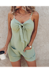Kadın Askı Aksesuarlı önü Bağlama Detay Salopet şort Tulum