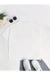 Baskılı Oversize Bisiklet Yaka T-shirt - Beyaz