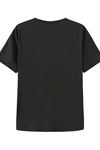Baskılı Oversize Bisiklet Yaka T-shirt - Siyah