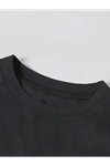 Baskılı Oversize Bisiklet Yaka T-shirt - Siyah