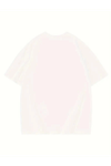 Baskılı Oversize Bisiklet Yaka T-shirt - Beyaz