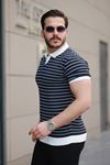 Erkek Kısa Kollu çizgi Desenli örme Kumaş Tshirt