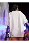 Baskılı Oversize Bisiklet Yaka T-shirt - Beyaz