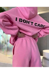Nakış İşlemeli Üç İplik Sweat Takım- Pembe