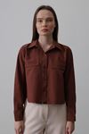 Cepli Uzun Kol Gömlek - Koyu Kahve