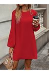 Kadın Uzun Kollu Yuvarlak Yaka Mini Ithal Krep Elbise