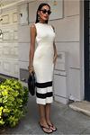 Etek Ucu Şerit Detaylı Triko Elbise 2831