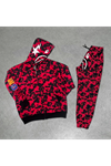 Unisex Pubg Bape X Shark Eşofman Takımı - Kırmızı