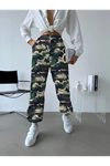 Unisex Ceplı Paraşut Kamuflaj Pantolon - Askeri