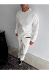Kışlık Bisiklet Yaka Basic Eşofman Takım - Beyaz