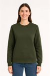 Üç İplik Düz Bisiklet Yaka SweatShirt - Haki