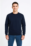 Erkek Üç İplik Düz Bisiklet Yaka SweatShirt - Lacivert