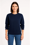 Üç İplik Düz Bisiklet Yaka SweatShirt - Lacivert