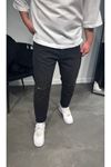 Erkek Siyah Dizi Yırtık Boyfriend Jean