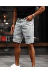 Erkek Kar Yıkama Yırtık Detaylı Şort