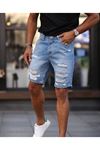 Erkek Mavi Boyfriend Detaylı Şort