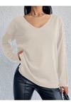 Kadın Uzun Kollu V Yaka Triko Bluz