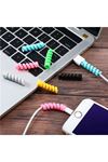 TBL Dekor® 4lü Apple, Android Şaj Kablosu Koruyucu Silikon Spiral Yay Aparat