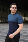 Erkek Renk Bloklu Bisiklet Yaka Kısa Kollu Triko Tişört