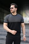 Erkek Renk Bloklu Bisiklet Yaka Kısa Kollu Triko Tişört