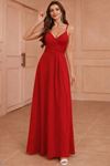 Kadın Ip Askılı Kruvaze Yakalı Yırtmaçlı Uzun Ithal Krep Elbise