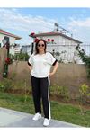 Kadın Kısa Kollu Modal Dokulu Kumaş Yanı şeritli Takım