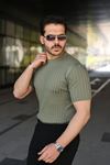 Erkek Fitilli Bisiklet Yaka Kısa Kollu Tişört
