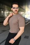 Erkek Fitilli Bisiklet Yaka Kısa Kollu Tişört