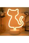 Neon Işıklı Kedi Tasarımlı Lamba