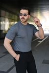 Erkek Fitilli Bisiklet Yaka Kısa Kollu Tişört