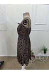 Kadın Ip Askılı Yakadan Büzgülü Beli Lastikli Kısa Süprem Elbise