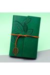 Yeşil Yaprak Desenli Deri Defter