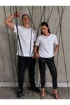 Unisex Kısa Kollu Bisiklet Yaka Basic Viskon Bluz