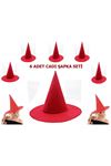 Kırmızı Keçe Cadı Şapkası Yetişkin-Çocuk Uyumlu
