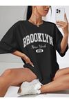 Kadın Brooklyn New York Baskılı Oversize Tshirt