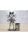 Metal Akordiyon Çalan Müzisyen Kedi Saat Ve Kalemlik