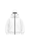Samuray Ninja Çift Kapşonlu ZIP Fermuarlı Kanguru Çepli Hoodie Maske Detaylı Swetshirt - Beyaz