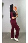 Kadın Kısa Kollu Bisiklet Yaka Yandan Toka Detaylı Viskon Iki Iplik Bluz Ve Pantolon Ikili Takım