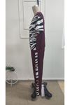 Kadın Kısa Kollu Bisiklet Yaka Zebra Desen Bluz Ve Pantolon Ikili Takım