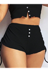 Kadın Ip Askılı Crop Bluz Ve Yanlardan Büzgülü Ikili Kaşkorse Short Takım