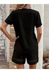 Kadın Kısa Kollu V Yakalı Bluz Ve Short Ikili Takım