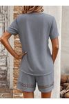 Kadın Kısa Kollu V Yakalı Bluz Ve Short Ikili Takım