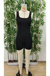 Kadın Kare Yaka Sırt Dekolte Detay Dalgıç Bodycon Mini Tulum