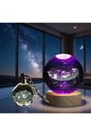 Gezegenler Temalı Işıklı Cam Küre - Renk Değiştiren Gece Lambası - Kristal Anahtarlık Seti