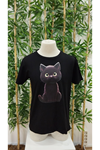 Erkek Bisiklet Yaka Kedi Baskılı Süprem T-shirt