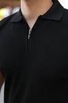 Erkek Fermuarlı Yakalı Kısa Kollu Tshirt