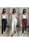 Kadın üste Oturan Paçası Bilek üzerinde Biten Krep Kumaş Kumaş Pantolon 36 (S) - 50 (5XL)